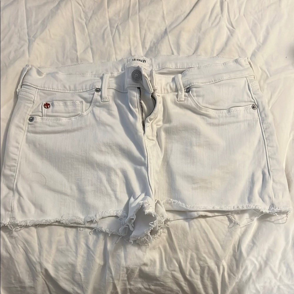 Hudson White Denim Shorts